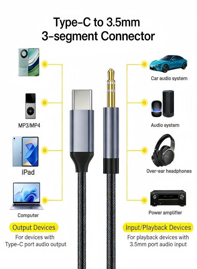 الصفحة الرئيسية كابل صوت USB-C إلى 3.5 مم Aux | سلك سماعة رأس ستيريو عالمي للسيارة، iPhone 15/16/17، Pad Pro 2018، Google Pixel، Samsung Galaxy، Huawei والمزيد - Image 2